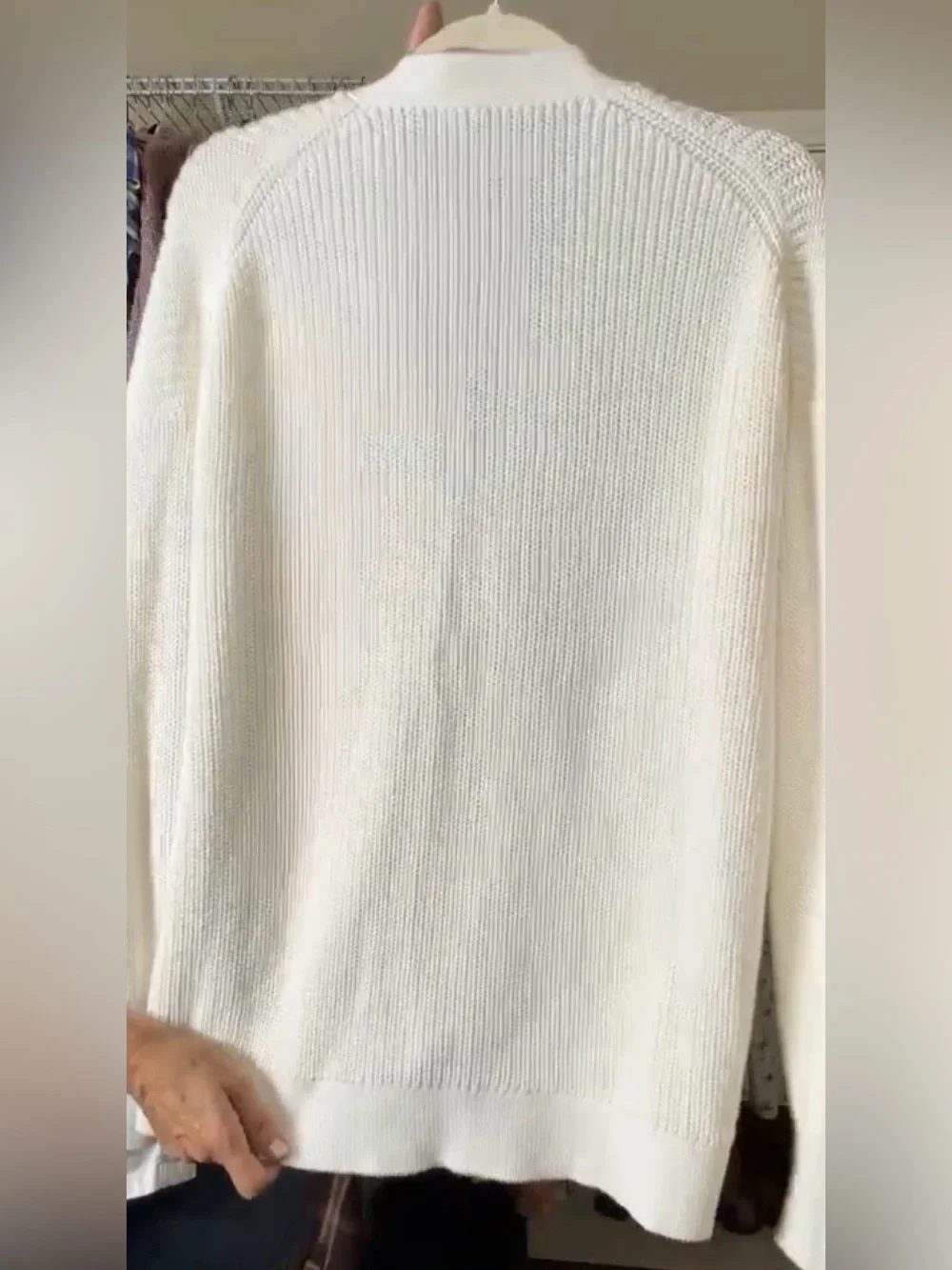 Haven Well Within Cream Ribbed V-Neck Cardigan Sweater Size Medium